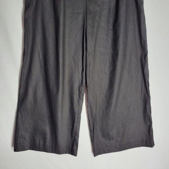 NWT Antonio Melani Wide Leg Pants Black Cropped Paper Bag High Rise Linen Size 6 - Picture 3 of 9